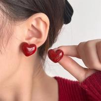 Punk Personality Black Love Heart Stud Earrings for Women Retro Fashion Hip Hop Rock Party Jewelry Accessories Gifts Wholesale