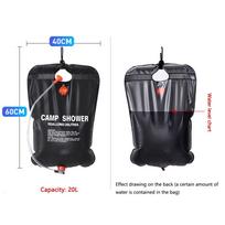 20L Solar Shower Bag Outdoor Heating Camping Shower Water Bags Portable Bathing Storage Bag with Shower Head Camping Supplies CHINA gray