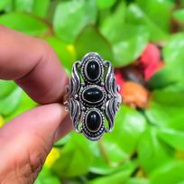 Black Onyx Handmade 925 Sterling Silver Jewelry Ring Size 7.5 L1k24
