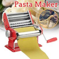 Plieninė makaronų mašina su dviem pjaustyklėmis, nerūdijančio plieno, raudona, makaronų gaminimo mašina, lazanija, spagečiai, tagliatelle, ravioliai, koldūnų gaminimo mašina, raudona, nauja