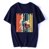 Handsome Male Vintage Muay Thai Martial Arts Lover Tshirt Short Sleeves Cotton T-shirt Graphic Fighter Workout Trainer Gift Tee S