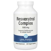Lake Avenue Nutrition, Resveratrolio kompleksas, 500 mg, 250 daržovių kapsulių