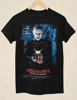 Hellraiser - Filmo plakato įkvėpti Unisex juodi 100% medvilniniai marškinėliai Vyriški marškinėliai Viršus M blue