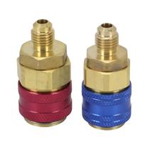 2 Pieces R134A Car   Quick Connectors, Red-Blue High and Low Side Conversion Adapters, with Colorful Knobs for Car AC Diagnosis, Charging, Evacuatio