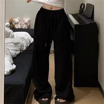 Women Harajuku Wide Leg Sweatpants Spring Fall Solid Fashion Sport Pant Female Oversize Clothes Lady Baggy Trousers S juoda