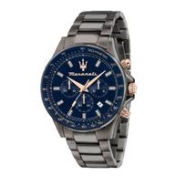 Maserati Quartz Blue Dark Gray Stainless Luminous 100m Water Japanese R8873640001 Authentic Watch, Men's, 44mm, Dial, Steel, Chronograph, Hands, pilka spalva