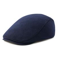FEINION Men's Herringbone Flat Ivy Newsboy Hat Wool Blend Gatsby Cabbie Cap Winter Outdoor Hunting Cap 57-59cm tamsiai mėlyna