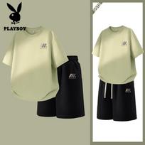 PLAYBOY Men's Geometric Print Short Sleeve & Shorts Set XL