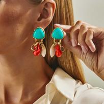 Bohemia Ethnic Colored Acrylic Irregular Geometric Imitation Turquoise Pendant Dangle Earrings for Women Fashion Jewelry Gifts