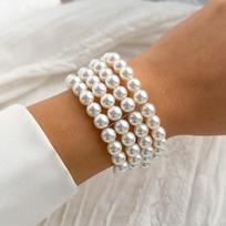 Bohemia Temperament Imitation Pearl Beaded Multilayer Fold Wear Chokers Necklaces for Women Party Charm Jewelry Accessories Gift