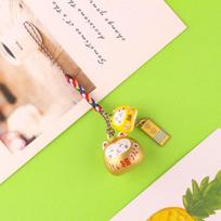 Bell Pendant Maneki Neko Key Chain Phone Lanyard Alloy Lucky Cat Pendant Bag Decoration Backpack Charms Cartoon Key Charm Girls