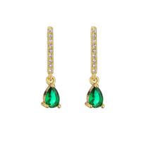 Colorful Zircon Waterdrop Pendant Hoop Earrings Fashion Jewelry For Women Other žalia
