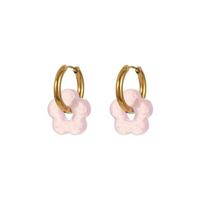 Stainless Steel Ear Cuffs Jewelry Ear Buckle Vintage Flower Hoop Earrings  Party rožinė