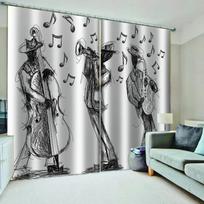 Muzikos natos Piano Juodos Blackout Langų Užuolaidos Miegamajam Svetainei Vonios Kambariui Virtuvei Durims Koridoriui Namų Kabliukas Aukštas Šėlinimas Naujas Raštas W55 X H120cm X 2&HOOK