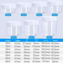 Skaidūs plastikiniai plataus kaklelio buteliukai su aliumininiu dangteliu - Galimi 100 ml, 120 ml ir 150 ml talpos, idealūs kasdieniam chemijos naudojimui 47 teeth 25ml wide mouth bottle