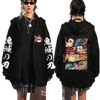Anime Demon Slayer Zip Up Hoodies Kamado Nezuko And Kamado Tanjirou Print Men Women Harajuku Sweatshirt Zip Up Jacket Coats S