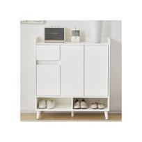 Buffet/batų spinta - MUVOE - A 99 cm x P 90 cm x G 35 cm - 2 durys - Massyvas medis - Baltas