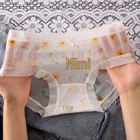 New Floral Mesh Mid-Waist Breathable Hip-Hugging Girls' Thong M 75-95