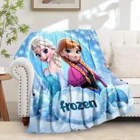 1pc Flannel Frozen Elsa and Anna Snowflake Throw Blanket - Great for bedding, sofa cover, gift, home 75x90cm