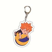 Volleyball Haikyuu Keychain Anime Figures Hinata Shoyo Kageyama Tobio Kenma Kozume Nishinoya Yuu Acrylic Pendant Charm Round Sensory Compression 55mm orange