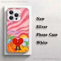 B-Bad B-Bunny singer Phone Case For iPhone 17,16,15,14,13,12,11,Pro,Max,Plus,E,Air,Mini White Tpu Cover iPhone15promax