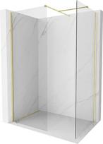 Mexen Kioto-X dušo sienelė Walk-in 140 x 80 cm, skaidrus 10 mm, auksinė šepečiuota - 800-140-202-55-00-080-X