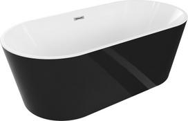 Mexen Luna laisvai pastatoma vonia 140 x 75 cm, balta/juoda, chromuotas perpildymo anga - 52031407575-01
