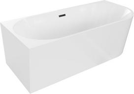 Mexen Mia prie sienos pastatoma kampinė vonia kairysis kampas 170 x 80 cm, balta, juodas perpylimas - 52691708000L-70, 170 x 80 cm
