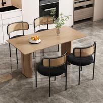 Valgomojo kėdės, aksominės, 4 vnt, metalinės kojos, modernios, juodos