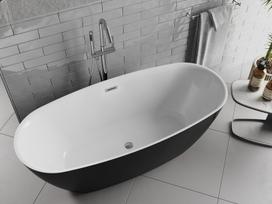 Mexen Luvo Slim laisvai stovinti vonia 170 x 75 cm, balta/juoda, chromuotas perpylimas - 52801707575-01
