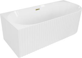 Mexen Gia laisvai stovinti kampinė rifliuota vonia kairė 150 x 75 cm, blizgi balta, aukso perpylimas - 52701507500L-50, 150 x 75 cm