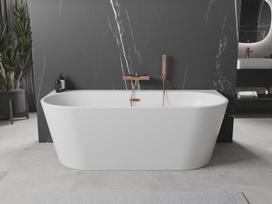 Mexen Oval+ laisvai pastatoma vonia prie sienos 170 x 80 cm, balta, persipylimas rožinis auksas - 52681708000-60, 170 x 80 cm