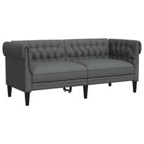 Chesterfield Sofa 2 Seater Dark Grey Fabric