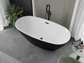 Mexen Eris laisvai stovinti vonia 155 x 80 cm, balta/juoda, juodas persipylimas - 53441558075-70, 155 x 80 cm