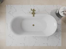 Mexen Roxy laisvai pastatoma vonia 170 x 80 cm, balta, persipylimas auksinis - 51201708000-50, 170 x 80 cm