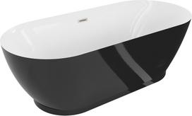 Mexen Roxy laisvai pastatoma vonia 180 x 85 cm, balta/juoda, šlifuotas nikelis - 51201808575-97, 180 x 85 cm