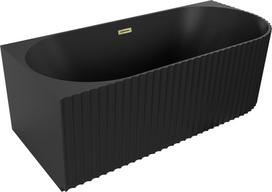 Mexen Gia laisvai stovinti kampinė rifliuota kairė vonia 150 x 75 cm, juoda matinė, aukso perpildymo anga - 52701507571L-50, 150 x 75 cm
