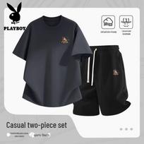 PLAYBOY Men's 2026 Summer Casual Sports Shorts & T-shirt Set L
