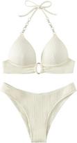 Prabangus dviejų dalių push-up maudymosi kostiumėlis Bikini, smėlio spalvos, L — bikinis su kristalais, rišamas maudymosi kostiumėlis, glamour maudymosi kostiumėlis, paplūdimio bikinis, dekoruotas maudymosi kostiumėlis, L
