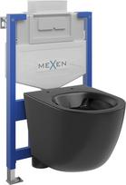 Mexen Lena paslėptas WC rėmo komplektas Fenix XS-U su WC dubuo, juoda matinė - 6853322XX85, 48x36x35,5 cm