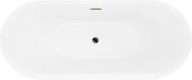 Mexen Lotos laisvai stovinti vonia 180 x 75 cm, balta/juoda, auksinė perpylimo anga - 52051807775-50