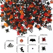Helovino blizgučiai, popieriaus atraižos, vorai, moliūgai, vaiduokliai, blizgučiai, popieriaus atraižos, šviečianti vakarėlio atmosfera, dekoravimo reikmenys