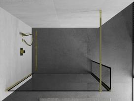 Mexen Kioto dušo sienelė Walk-in 120 x 30 cm, juodas rėmelis, auksinė - 800-120-212-50-70-030