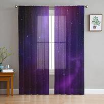 Violetinė Galaktikos Planeta Skaidrios Užuolaidos Svetainės Langui Tiulio Užuolaidos Miegamajam Virtuvei Namų Dekoravimas Voile Užuolaidos W135 x H115cm x1&Rod Pocket