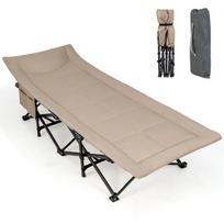 Turistinė sulankstoma lova 190x68,5x48,5cm., smėlio/juodos spalvos