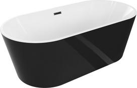 Mexen Luna laisvai stovinti vonia 180 x 80 cm, balta/juoda, juodas vandens nutekėjimas - 52031808075-70, 180 x 80 cm