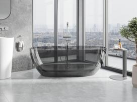Mexen Pure smoke vonia pastatoma skaidri 170 x 80 cm, chromuotas kamštis - 58071708019, 170 x 80 cm