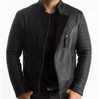 Naujas natūralios avies odos elegantiškas striukė juoda vyriška motociklininko rankų darbo Biker L juoda