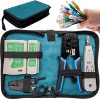 Tinklo įrankių rinkinys 5-in-1: RJ45 testeris, replės, įspaudiklis, striperis, dėklas