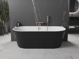 Mexen Oval laisvai stovinti sieninė vonia 140 x 75 cm, balta/juoda, šepečiu valyta varinė - 52671407575-65, 140 x 75 cm